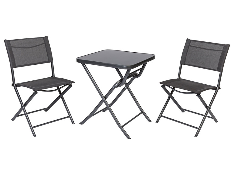 Pełny ekran: LIVARNO home Aluminiowy zestaw balkonowy Houston, stolik i 2 krzesła, czarny/ antracyt - zdjęcie 2