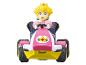 Różowe gokarty z figurką księżniczki Peach z gry Mario Kart.