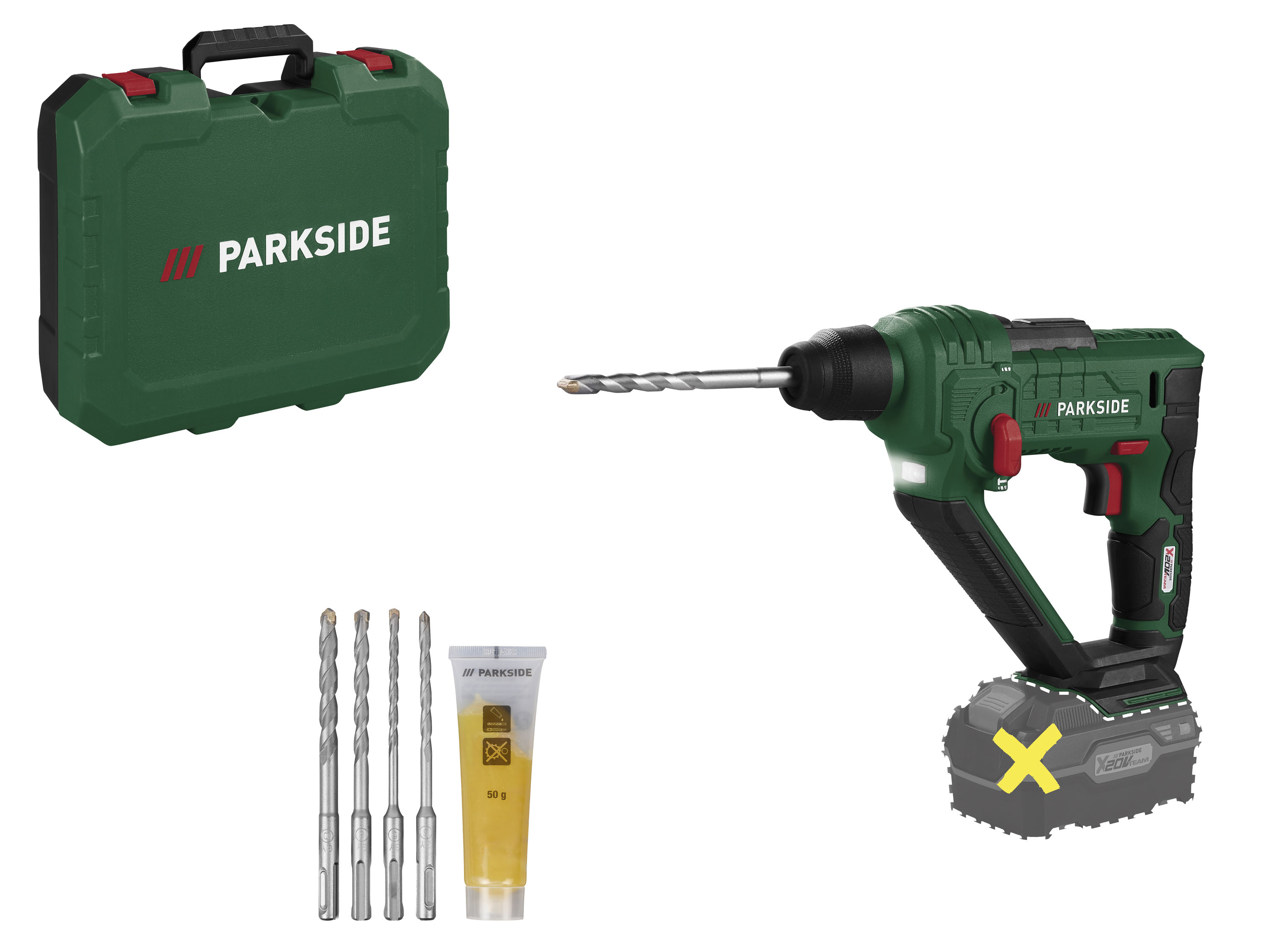 PARKSIDE® Akumulatorowa młotowiertarka 20 V, PABH 20-Li D4 (bez akumulatora i ładowarki)