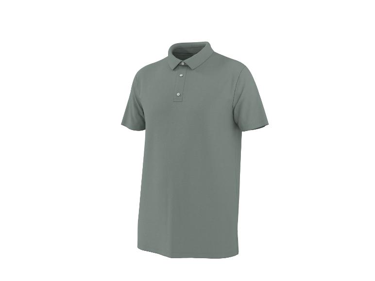 Męska koszulka polo khaki z krótkim rękawem i guzikami.