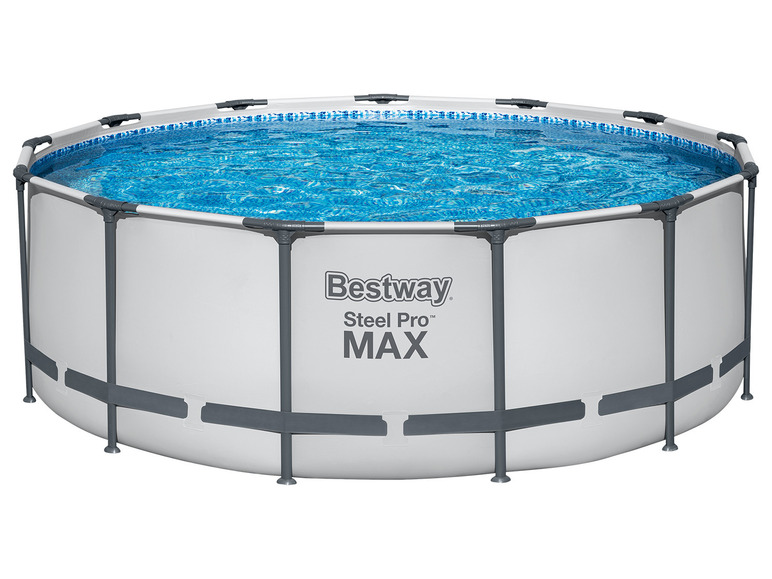 Pełny ekran: Bestway Basen stelażowy z pompą filtracyjną Steel Pro MAX™, Ø 396 x 122 cm, jasnoszary, okrągły - zdjęcie 1