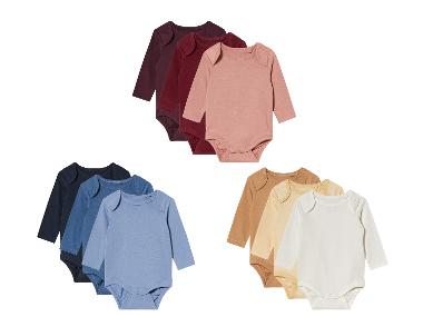 lupilu® Body niemowlęce z bawełny, 3 sztuki