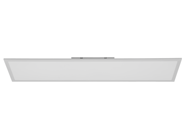 Biała prostokątna lampa sufitowa o eleganckim designie.