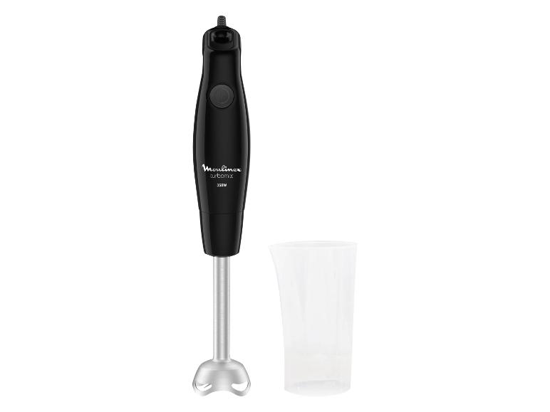 Czarny blender ręczny z przezroczystą miarką