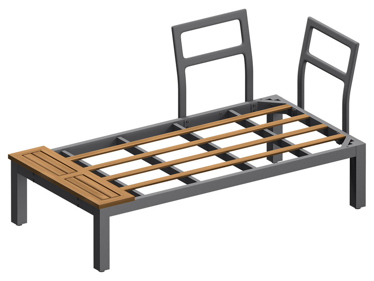 Narożna kanapa ogrodowa z aluminium i drewna, 3 elementy