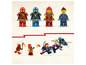 Minifigurki LEGO Ninjago z czerwonymi, niebieskimi i czarnymi detalami.