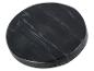 Okrągła czarna podkładka z marmuru.