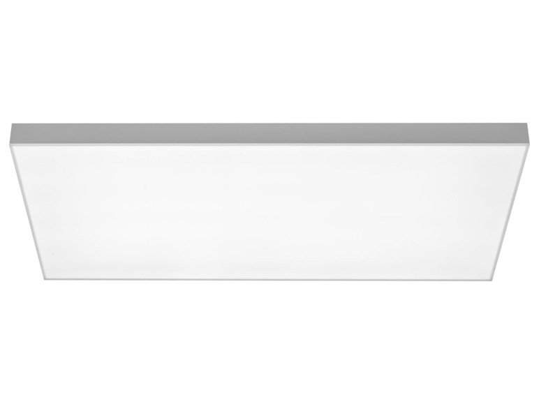Prostokątna lampa sufitowa LED z aluminiową ramką.