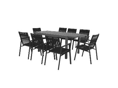 LIVARNO home Zestaw aluminiowych mebli ogrodowych Miami, stół rozkładany i 8 krzeseł z plecionki