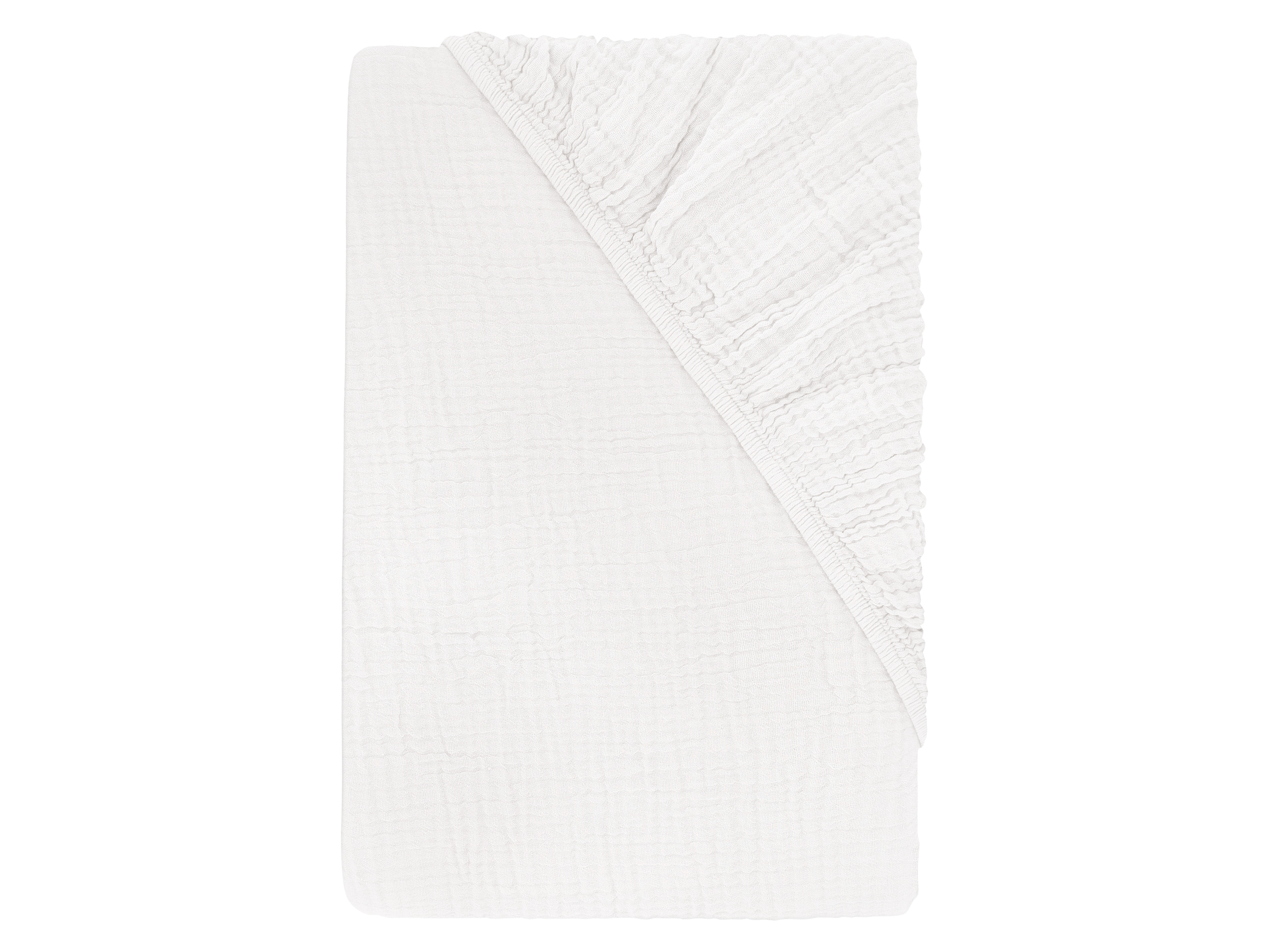 LIVARNO® Prześcieradło z gumką z muślinu, 180-200 x 200 cm (Biały)
