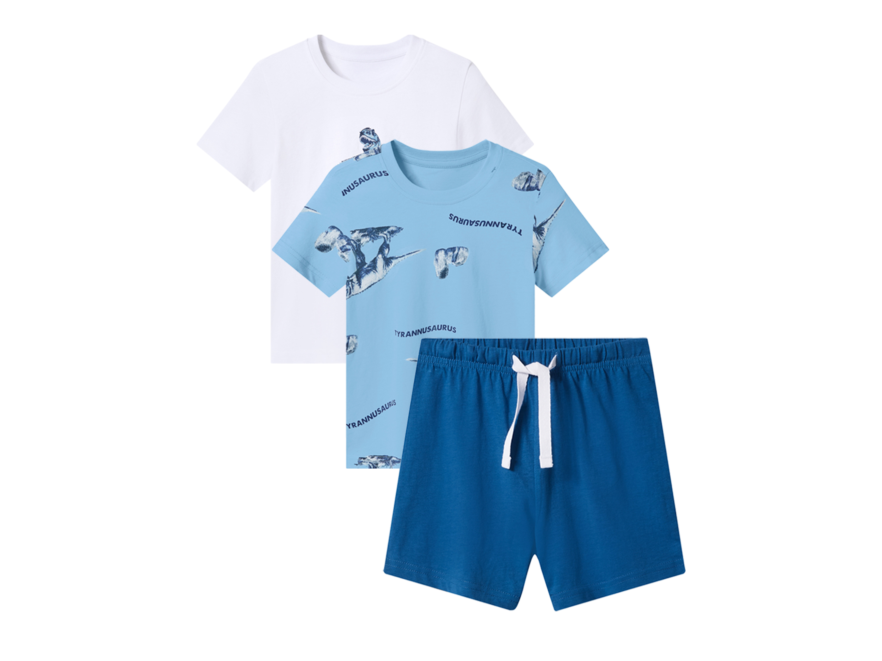 lupilu® Komplet dziecięcy z bawełną (t-shirt + podkoszulka + spodenki) (Niebieski/ biały, 98/104)