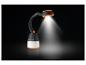 Czarno-pomarańczowa lampa LED z elastyczną szyjką, emitująca jasne białe światło.