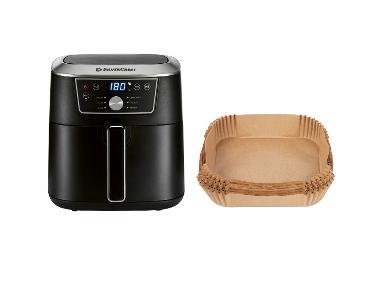 Zestaw: Frytkownica beztłuszczowa Air Fryer Smart WiFi 2150W 6,7l z papierowymi tackami 20 x 20 cm
