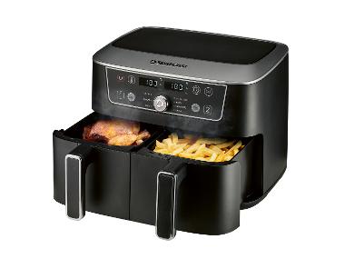 SILVERCREST® Podwójna frytkownica beztłuszczowa air fryer, 2600 W, 8,7 L