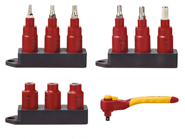 PARKSIDE® Zestaw bitów i nasadek / zestaw nasadek / grzechotka 3/8", 1000 V