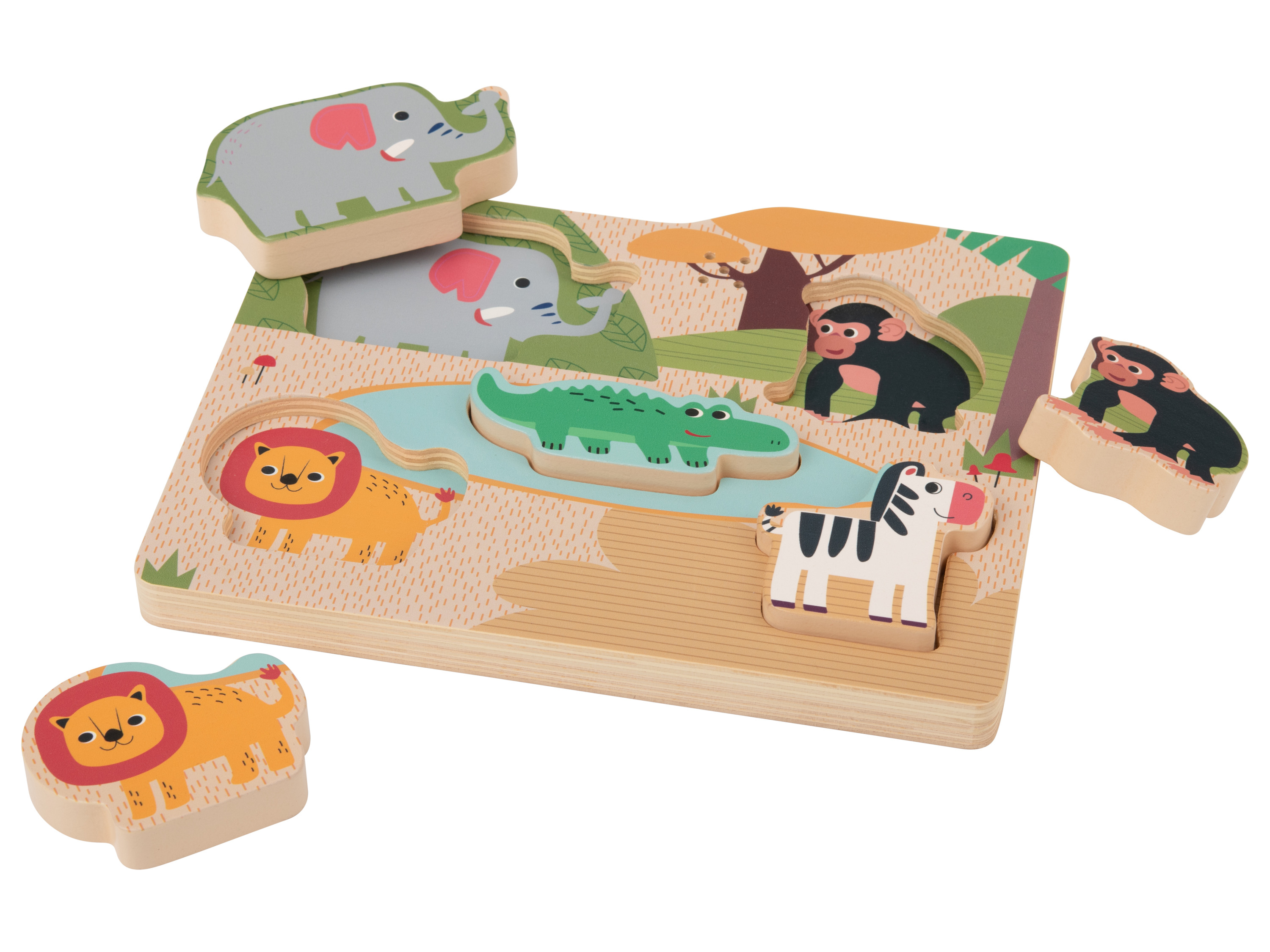 lupilu® Puzzle z efektem dźwiękowym, 6 elementów (Safari)