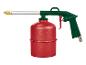 Zielony pistolet natryskowy Parkside z czerwonym pojemnikiem na spray.