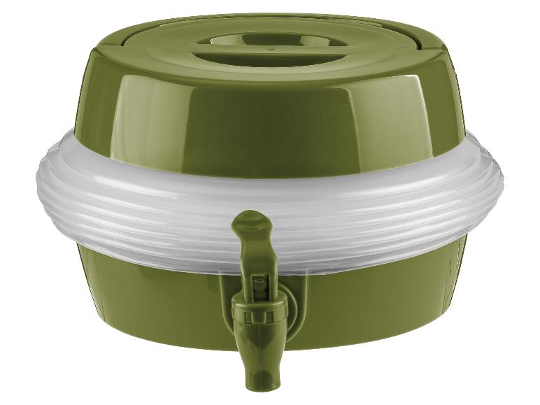 Oliwkowy dzbanek z kranikiem, idealny na napoje.