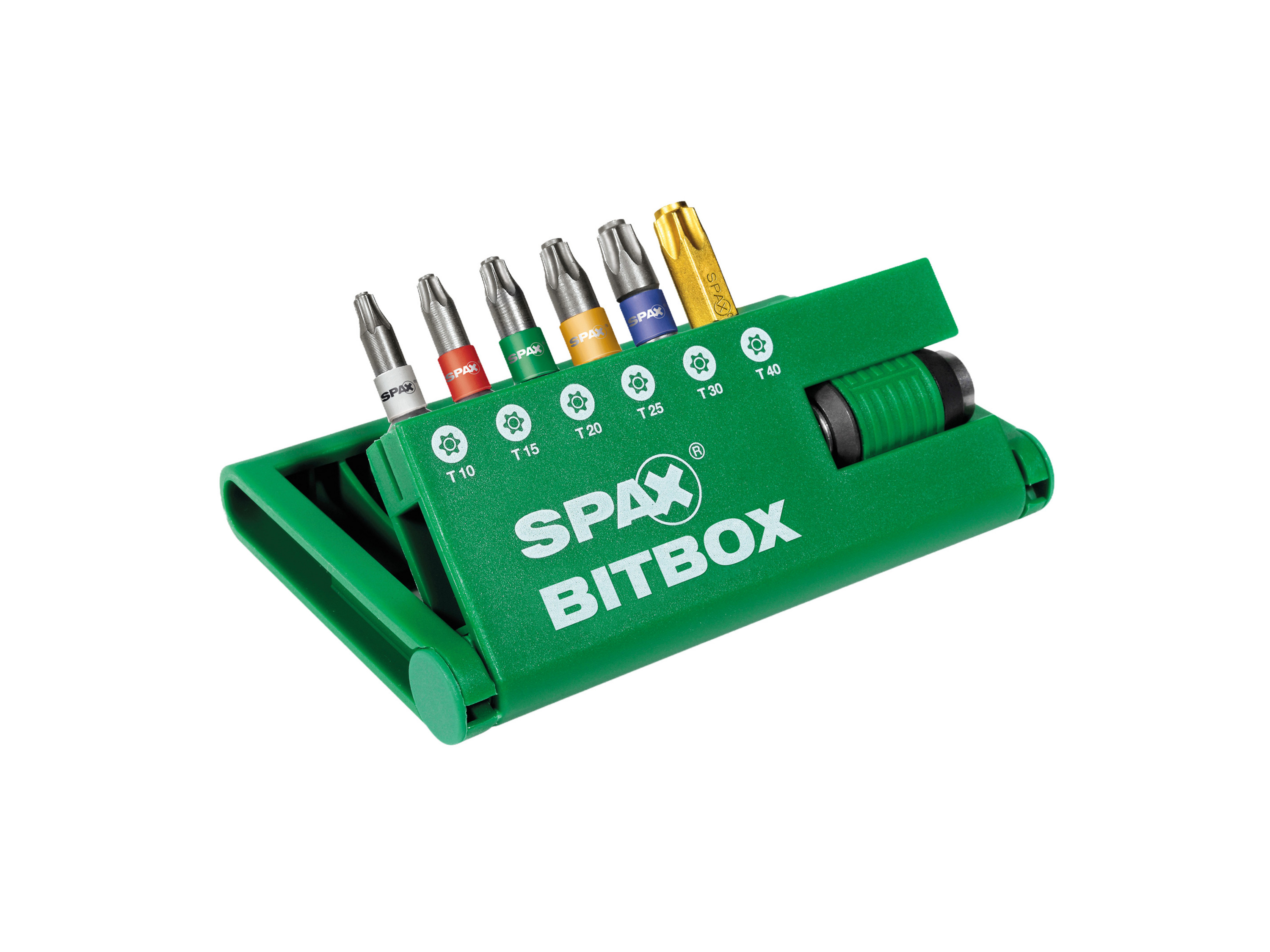 SPAX BITbox »T-STAR plus«, 6 sztuk, w zestawie z szybkowymiennym uchwytem do bitów.
