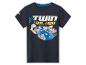 Granatowy T-shirt dziecięcy Hot Wheels z nadrukiem niebieskiego samochodu i napisem 