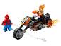Zestaw Lego ze Spider-Manem, Ghost Riderem i jego płonącym motocyklem.