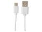 Biały kabel USB z wtyczkami USB-A i Micro-USB.