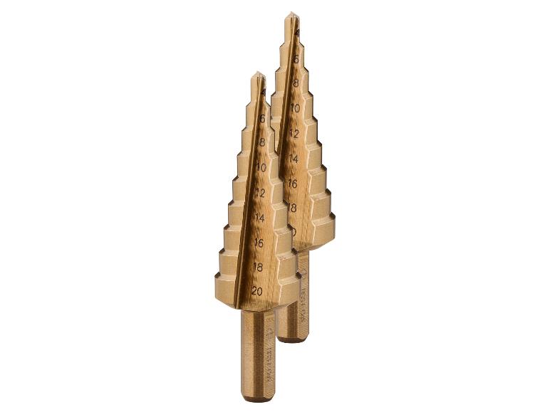 Dwa wiertła HSS o zakresie od 6 do 20 mm.
