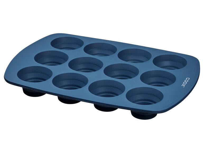 Niebieska silikonowa forma do muffinek na 12 sztuk od Cook.