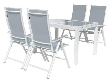 LIVARNO home Zestaw aluminiowych mebli ogrodowych Houston, stół rozkładany i 4 fotele