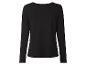 Czarny damski T-shirt z długim rękawem, widok z tyłu