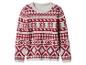 Biały sweter z czerwonym wzorem Fair Isle