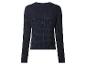 Granatowy sweter w prążki, widok z tyłu