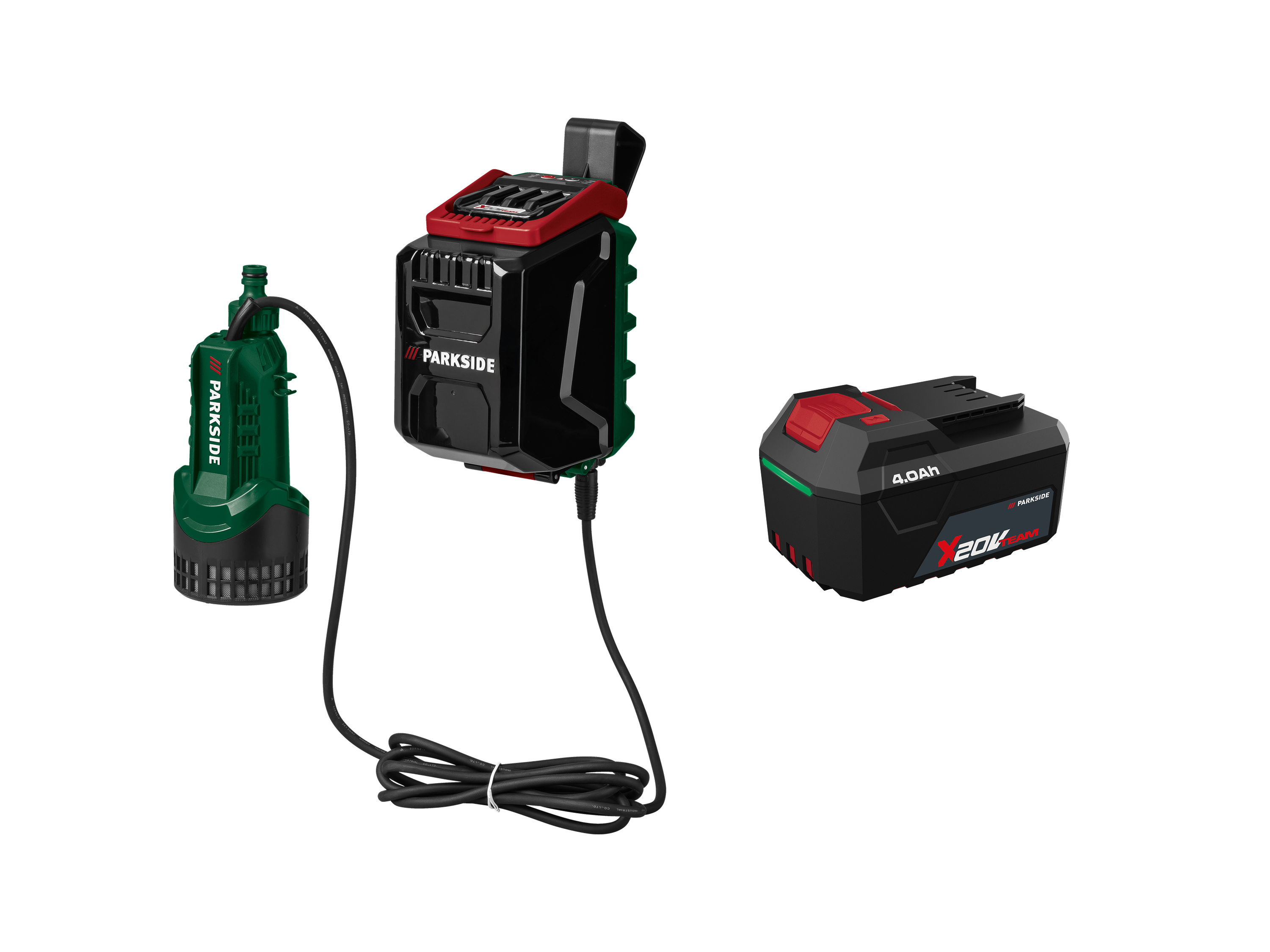 PARKSIDE® Zestaw Akumulatorowa pompa do deszczówki, 20 V z akumulatorem, 4 Ah
