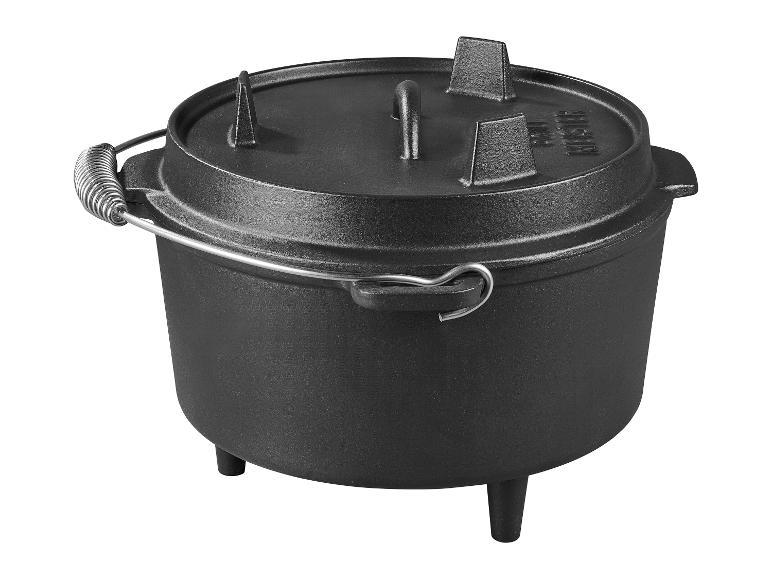 Grill-wok żeliwny / Kociołek żeliwny / Forma do pieczenia z pokrywką żeliwna