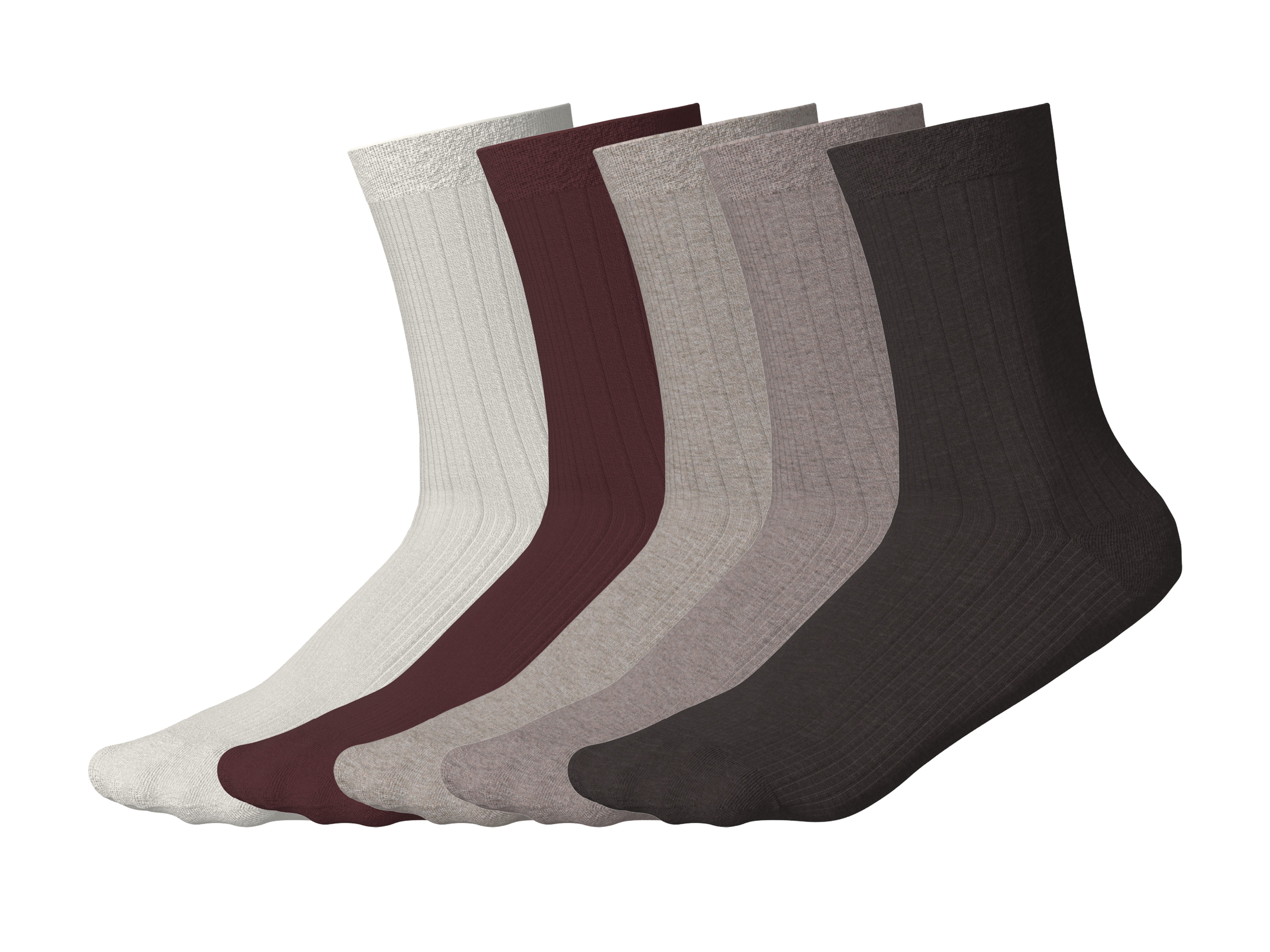 ESMARA® Skarpety damskie, 5 par (piaskowy/beżowy/brązowy/biały/czerwony, 39-42)