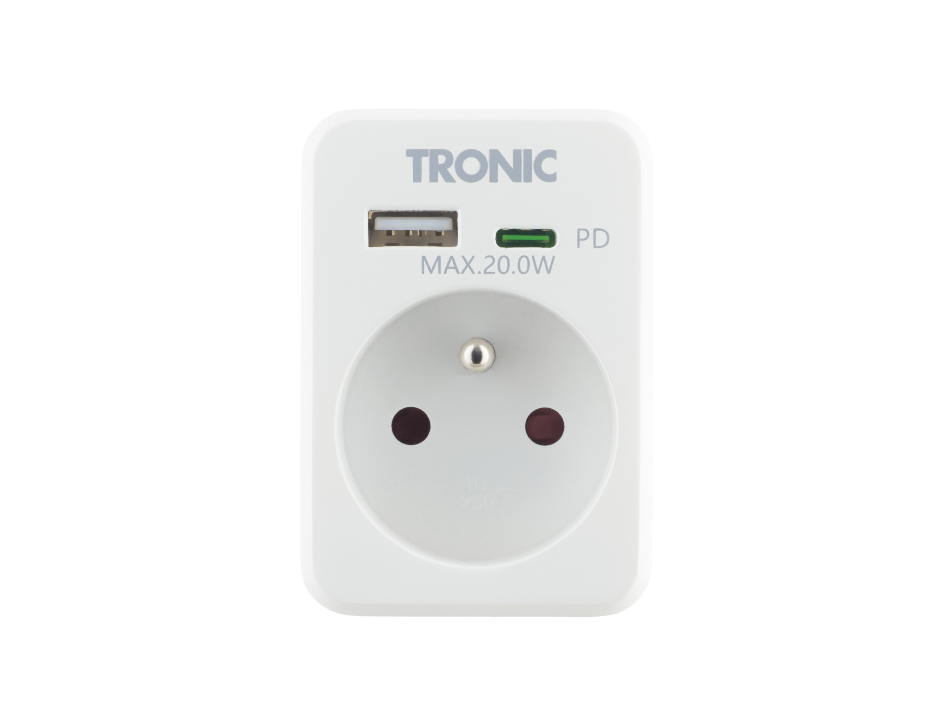 TRONIC® Adapter gniazdka z USB (Biały)