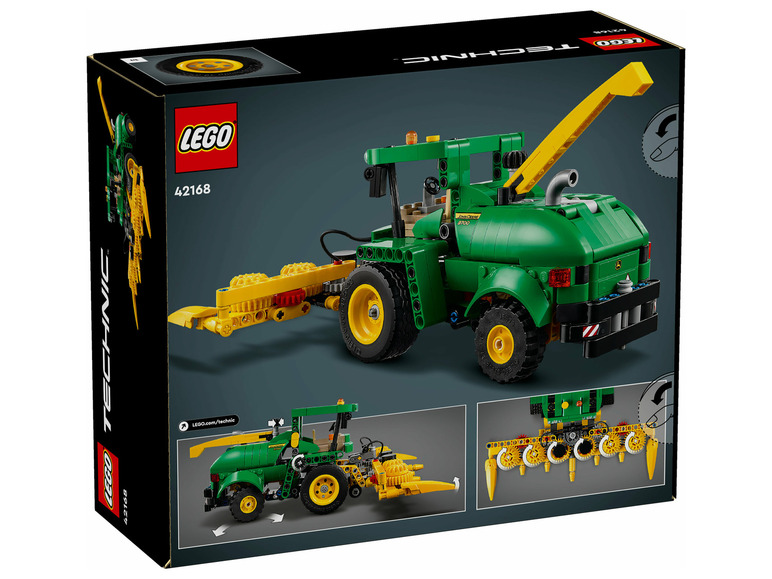 LEGO Technic John Deere 9700 siewnik z ruchomymi częściami.