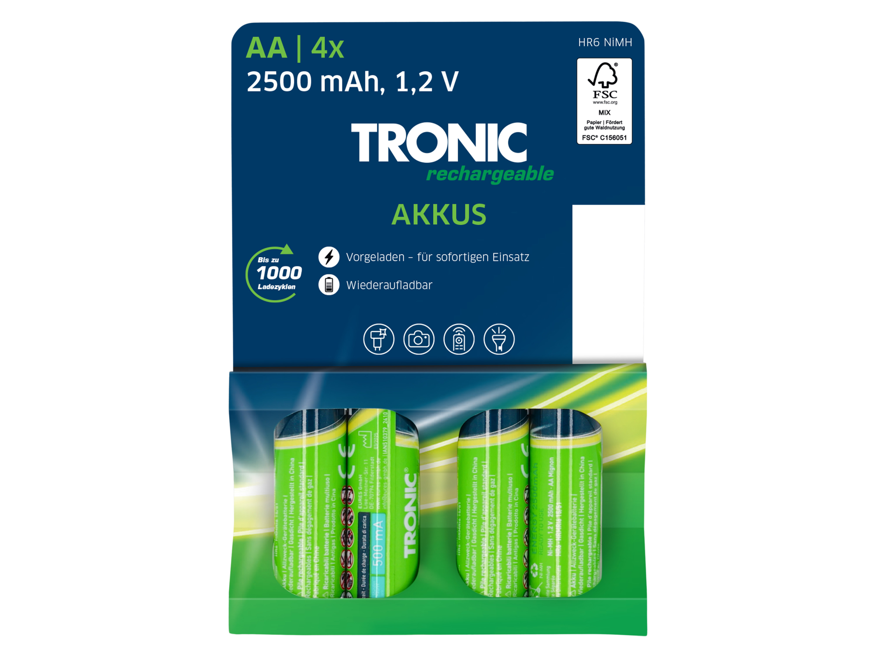 TRONIC® Akumulatorki Ni-MH Ready 2 Use, 4 sztuki (AA)