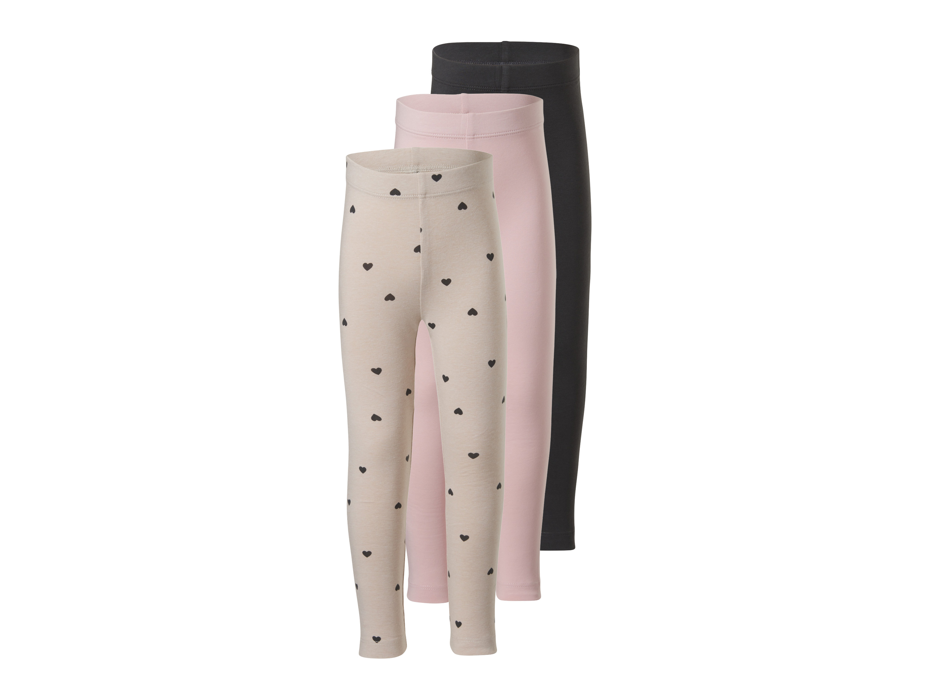 LUPILU® Legginsy dziecięce, 3 sztuki (różowy/beżowy/szary, 110/116)