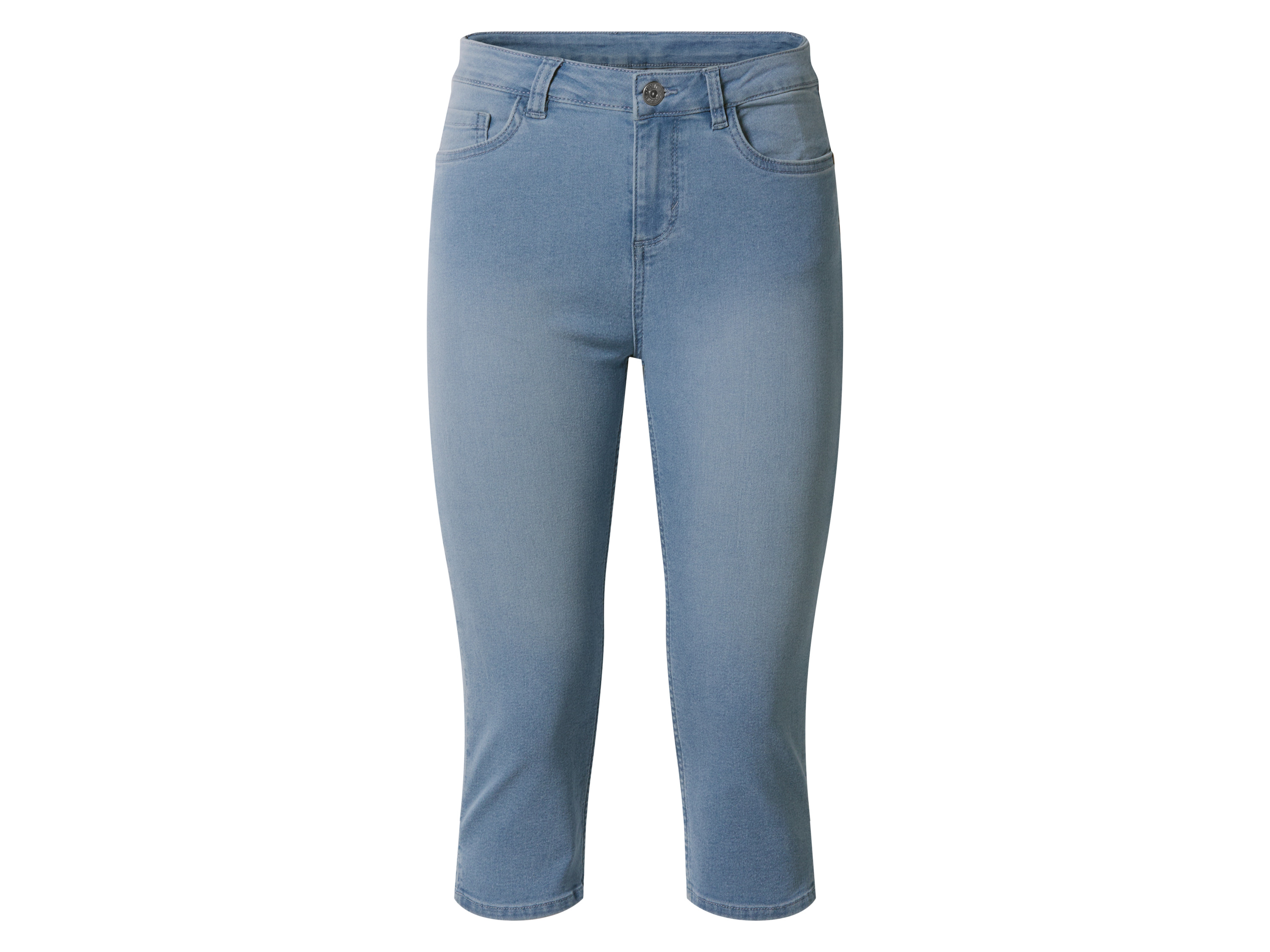 esmara® Jeansy capri slim fit damskie (Jasnoniebieski, 34)