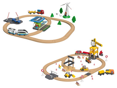 Playtive Drewniana kolejka Plac budowy lub Pole odnawialnej energii
