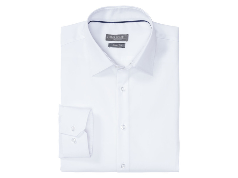 Pełny ekran: NOBEL LEAGUE® Koszula biznesowa męska z bawełny, slim fit, biała - zdjęcie 3