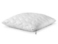 Biała poduszka z zamkiem błyskawicznym, marki Dunlopillo.