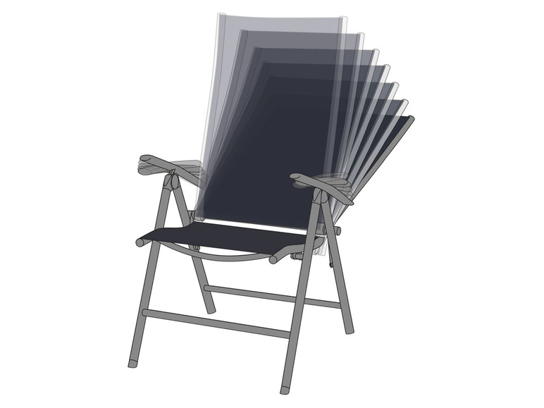 Pełny ekran: LIVARNO home Zestaw 2 składanych krzeseł aluminiowych Houston, czarny/ antracyt - zdjęcie 6
