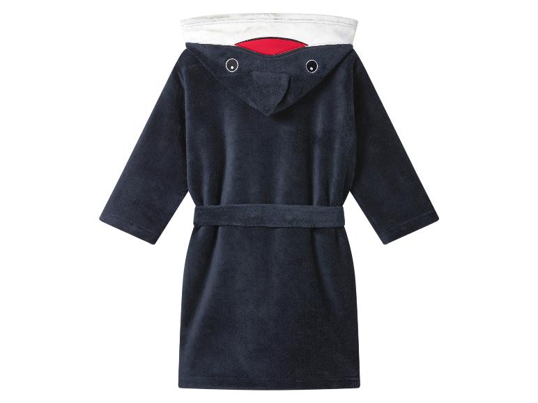 Ciemnoniebieski szlafrok dziecięcy z kapturem w kształcie rekina