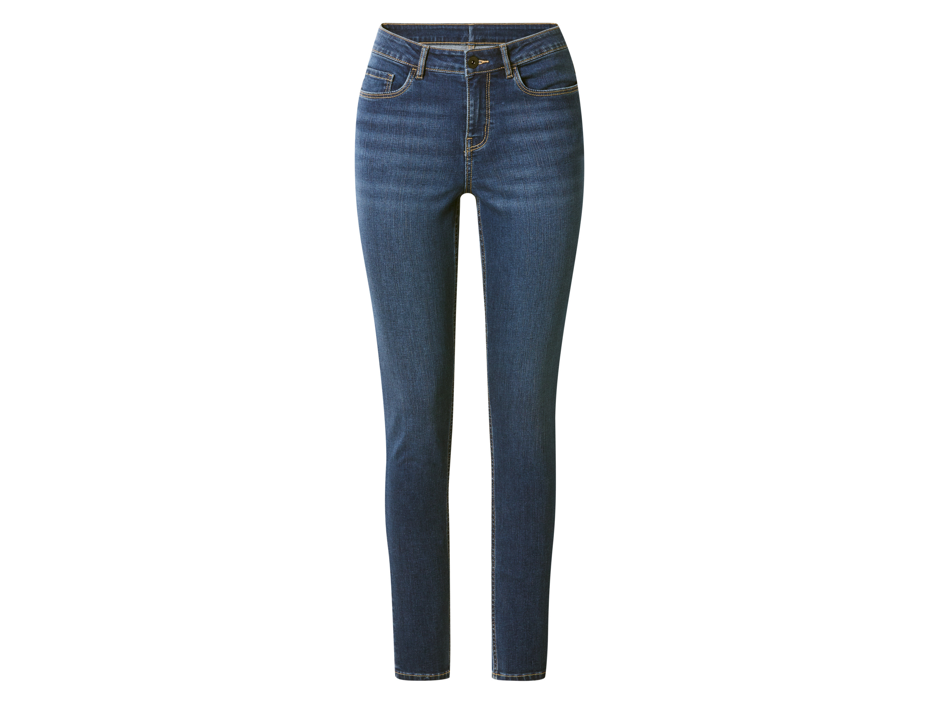 ESMARA® Jeansy damskie push-up premium, skinny fit, regularny stan (Niebieski, 44)