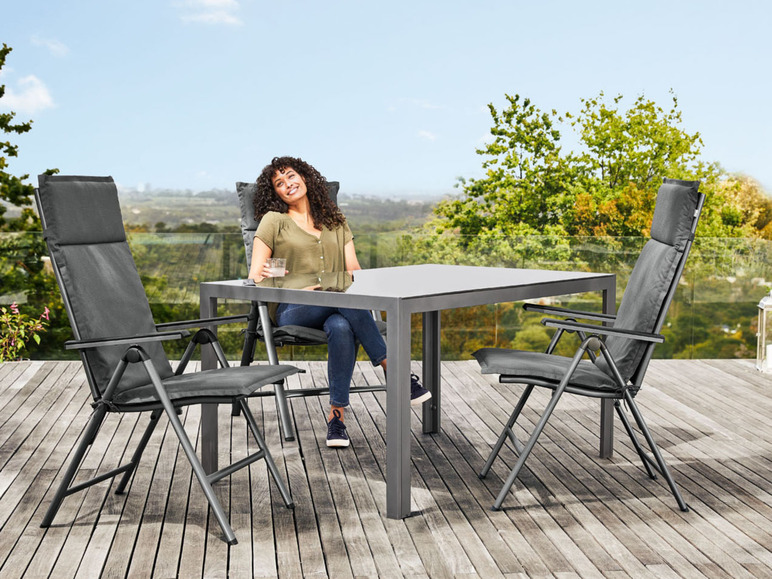 Pełny ekran: LIVARNO home Zestaw aluminiowych mebli ogrodowych Houston (stół + 4 krzesła składane), srebrny/ szary - zdjęcie 11