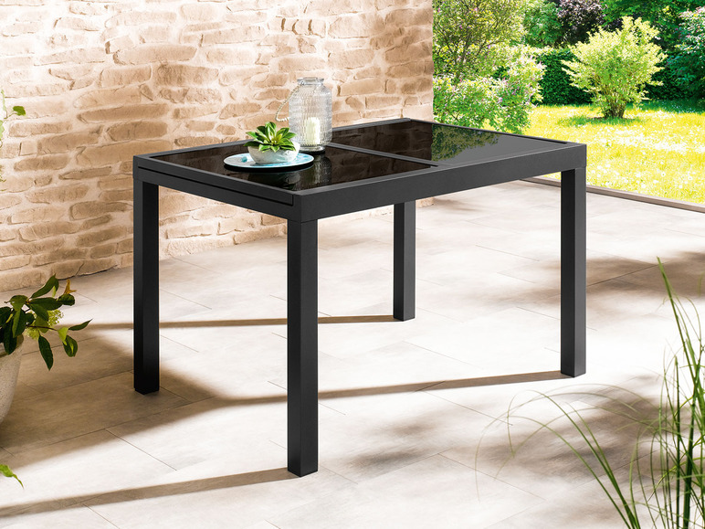 Pełny ekran: LIVARNO home Aluminiowy stół ogrodowy Houston, 120/180 x 90 cm, rozkładany, czarny - zdjęcie 6