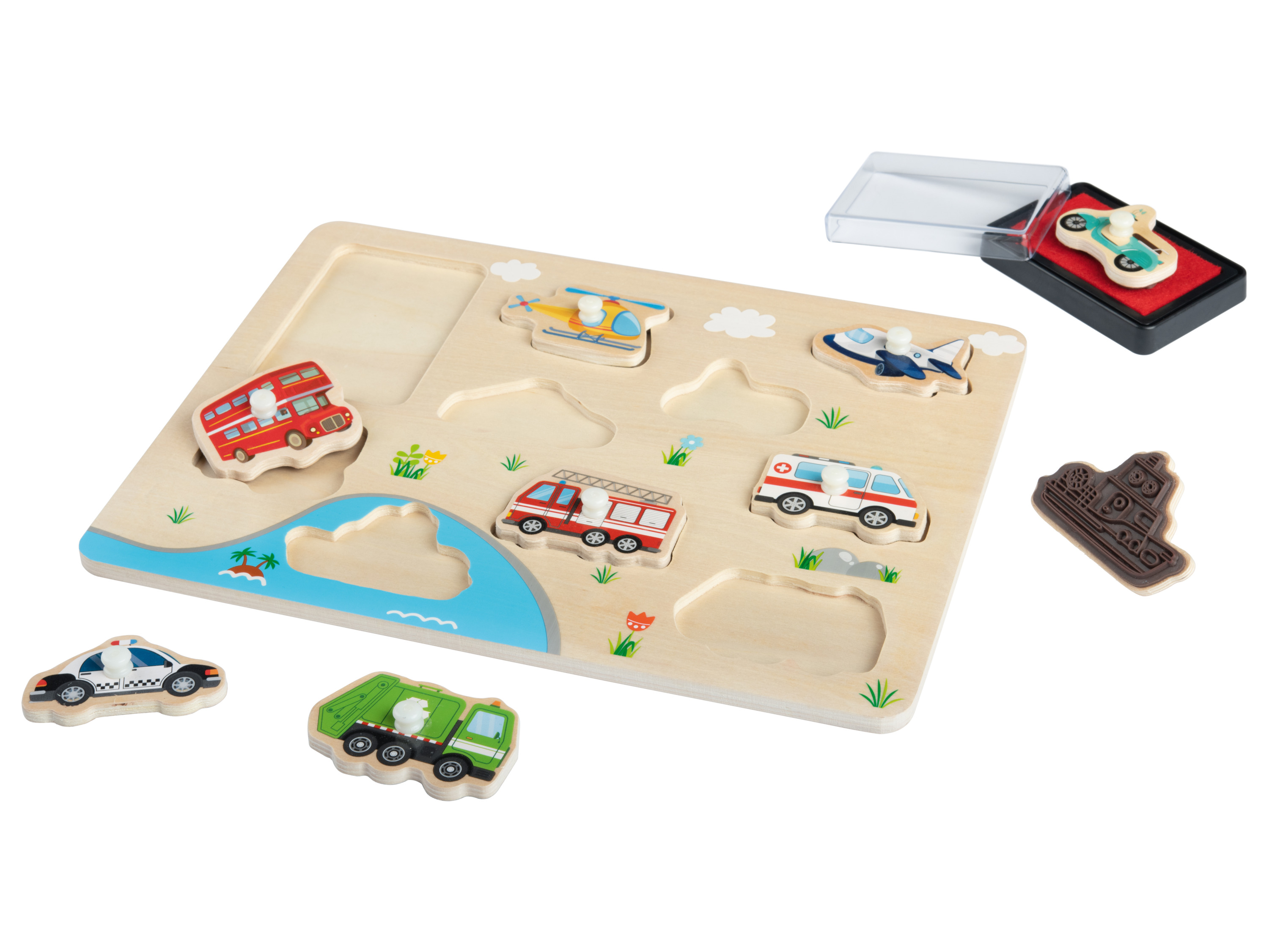 lupilu® Gra Labirynt / Układanka ze stemplami / Układanka zegarowa / Przewlekanka / Labirynt magnetyczny (Puzzle stempelki)