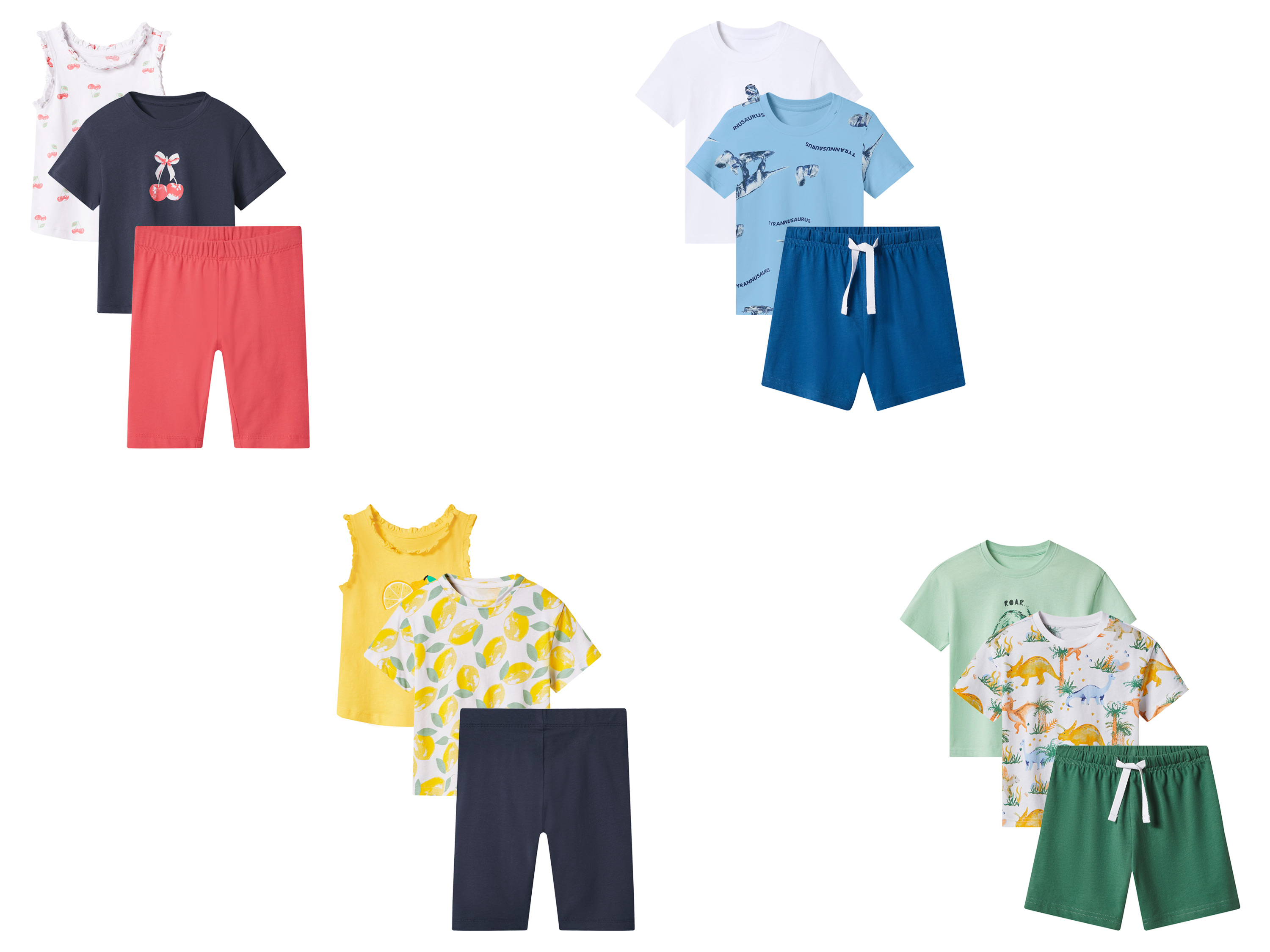 lupilu® Komplet dziecięcy z bawełną (t-shirt + podkoszulka + spodenki)